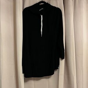 Terra & Sky Black Hooded Pullover with White Drawstrings